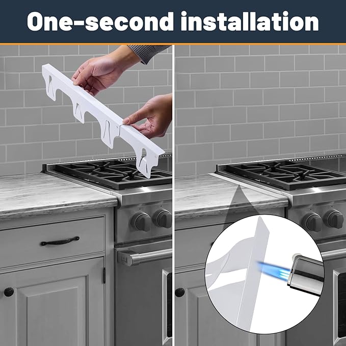 Stove Gap Covers Stainless Steel, Adjustable 13.8-27.5 In(2 Pack), Heat Resistant, Gas Stove Side Gap Protector (White)