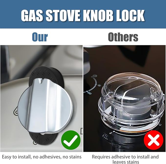 Silicone Stove Knob Safety Locks - Child Proof Oven Knob Locks (6 Pack)]