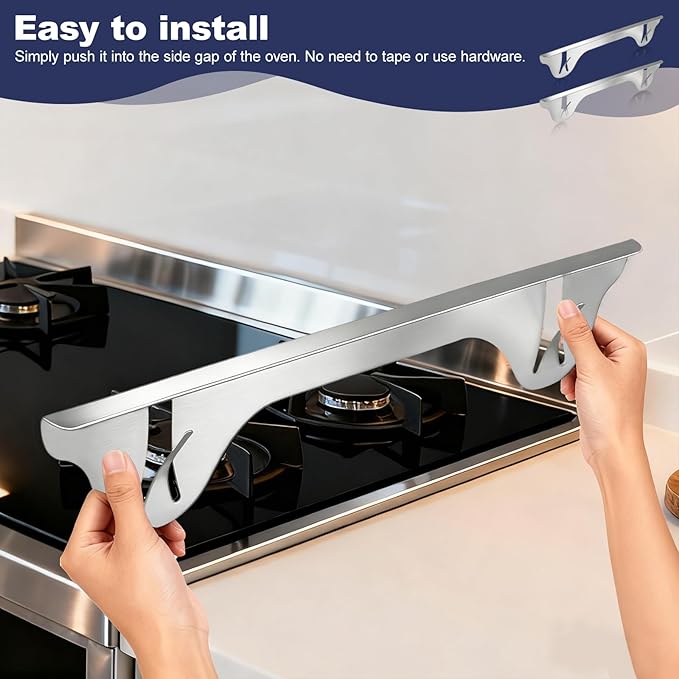 Upgrade 316 Stainless Steel Stove Gap Covers (2 Pack, 23.4”, Silver), Heat-Resistant Stove Gap Filler for Kitchen Counter and Stovetop, Range Trim Kit Oven Gap Guard Between Stove and Counter