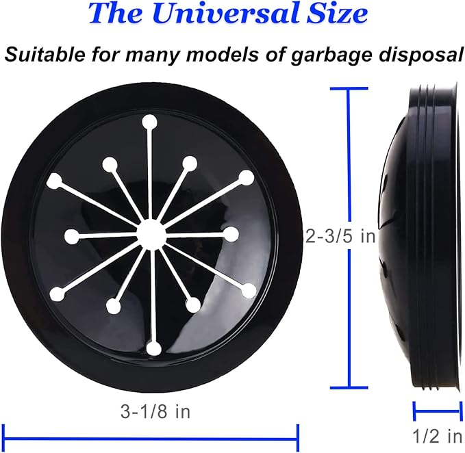Garbage Disposal Splash Guards Collar Sink Baffle, 3-1/8 Inch Kitchen Sink Drain Splash Guard, Multi-Function Kitchen Drain Plugs for GE, Whirlaway, Sinkmaster and Waste King (Black)