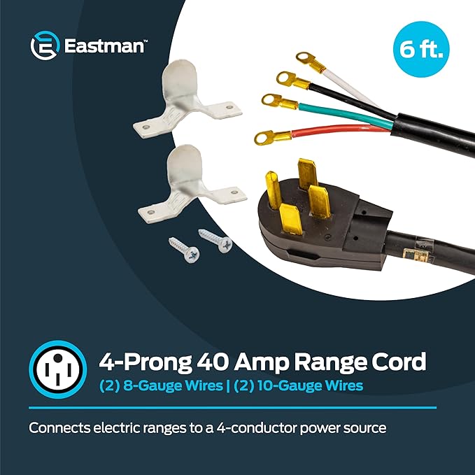 Eastman 6 Feet Electric Range Cord, 40 Amps 4-Prong Wire, 61273 (Pack of 12)