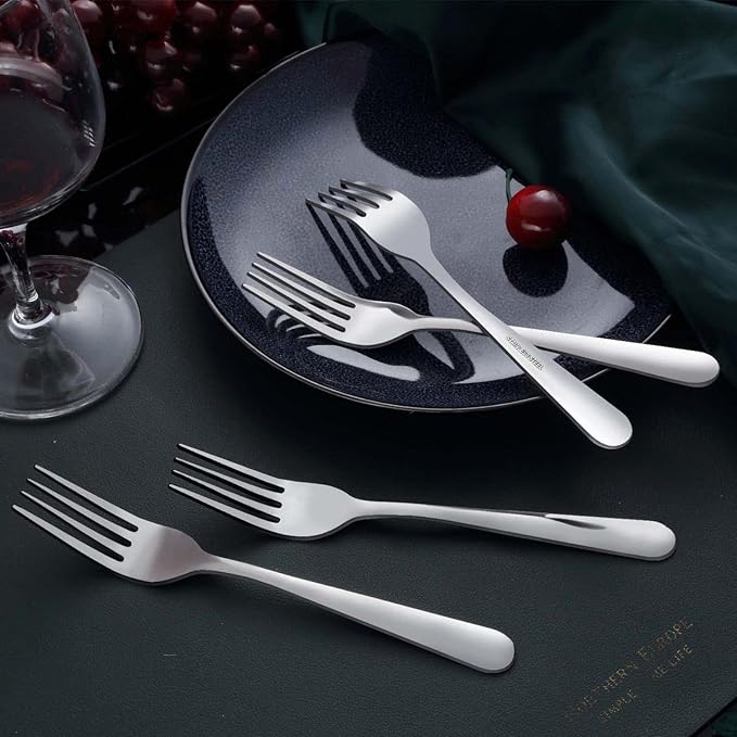 Unokit 24-Piece Stainless Steel Dinner Forks Silverware - 7.1 Inch Silver Dinner Forks Set of 24, Forks Set, Flatware Forks for Home, Kitchen or Restaurant, Mirror Polished, Dishwasher Safe