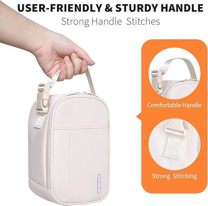NOL Natural Organic Lifestyle Insulated Lunch Bag for Adult - Snack Bag Lunch Cooler Bag Soft Lunch Tote Bag for Work, Cream