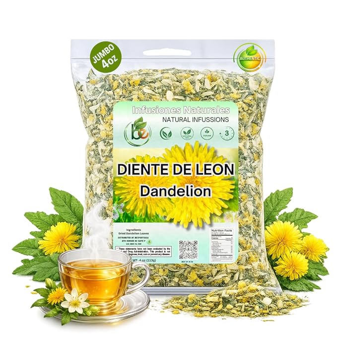 Diente de León Herbal Tea – Dandelion Loose Leaf – 4 oz (113 g) – 100% Natural, Vegan, Non-GMO, Caffeine-Free – Traditional Herbal Infusion – by BexpertsUSA