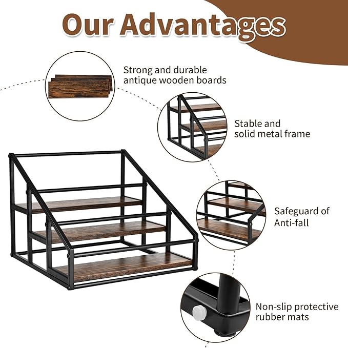 YQBRAO Coffee Syrup Rack Organizer, 3-Tier 12 Bottles Syrup Rack for Coffee Bar,Syrup Stand for Kitchen Coffee Station,Syrup Holder,Liquor Bottle Display Shelf