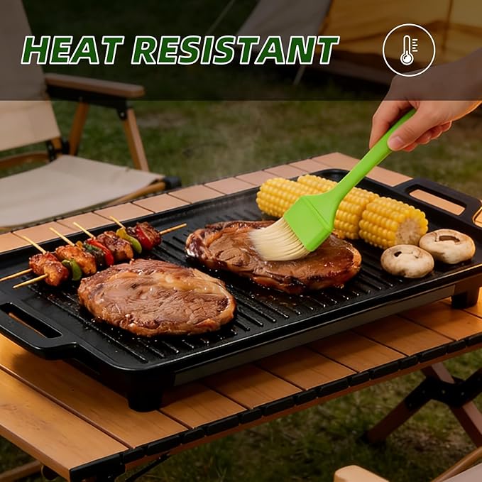 3 Pcs Pastry Brush Set, 1/1/2 inch Bristle Basting Brushes for Cooking, Heat Resistant, Kitchen Brush for Oil, BBQ Grill, Butter Sauce, Baking, with Hang Hole Design Green