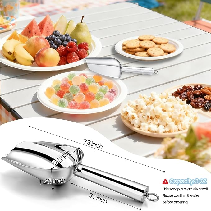 Ice Scoop for Freezer, Metal Small Ice Scooper for Ice Machine, Stainless Steel Kitchen Food Scoops for Ice Bucket Bar Party Wedding -3 oz