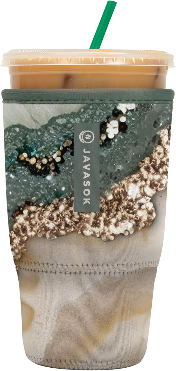 Sok It JavaSok Iced Coffee & Cold Soda Insulated Neoprene Cup Sleeve (Crystal Crush, Large: 30-32oz)