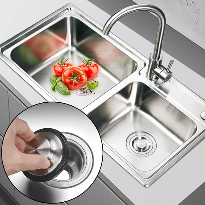 3.35 Inch Kitchen Sink Stopper for Garbage Disposal Stopper, Stainless Steel Garbage Disposal Plug Fits Standard Kitchen Drain Size of 3 1/2 Inch, for Insinkerator, Kitchenaid, Kohler, Waste King