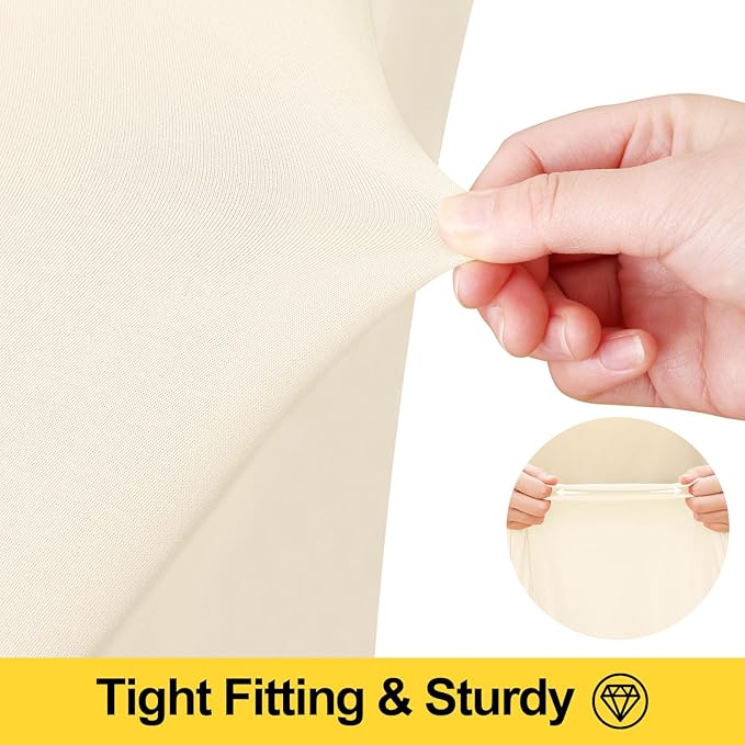 Smiry Spandex Tablecloth, Elastic Fitted Stretch Tablecloth for 6FT Rectangle Tables, Waterproof Washable Table Cover Skirt for Outdoor, Wedding, Banquet & Parties (Beige, 72Lx30Wx30H Inch)