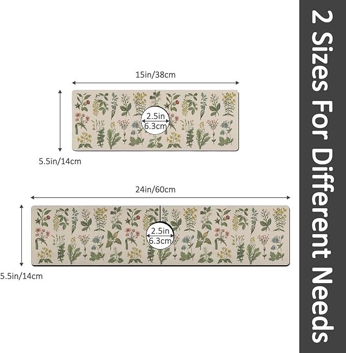 2PCS 24" X 5.5" Kitchen Sink Splash Guard Faucet Mat Floral Super Absorbent Fast Drying Faucet Guard & Draining Mat Sink Splash Guard Behind Faucet for Kitchen, Bathroom