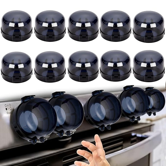 10PCS Stove Knob Covers for Child Safety Gas Stove Knob Locks Covers with Strong Adhesive Oven Knob Covers for Child Safety Prevent Kids Pets from Turning on Stoves(L)