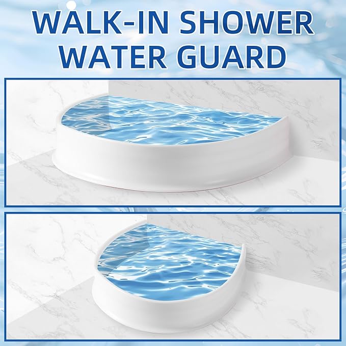4'' High Shower Threshold Water Dam, 67" Long Collapsible Shower Water Splash Guard, Self-adhesive Shower Barrier