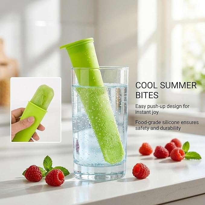 RAINFLOW 8 PCS Silicone Popsicle Molds - Reusable Popsicle Maker with Lids,Leak Proof Pop Tubes,Food Grade Silicone Freezer Molds for Homemade Ice Pops,Yogurt Tubes,Family Snacks