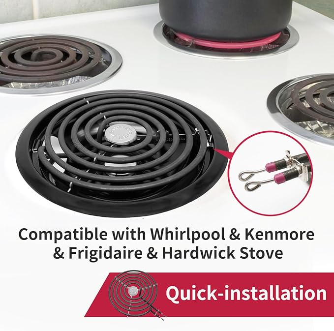 MP22YA Electric Stove Burner Element Replacement Set & 5304430149 5304430150 4 Pack Black Drip Pans - Perfectly Fit Frigi-daire Ken-more Cros-ley Tap-pan Electric Range Stove Top