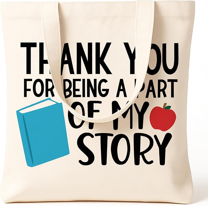 Teacher Canvas Tote Bag, Appreciation Gifts Reusable Grocery Bag for Teacher Friends Gym College, Thank You Gift