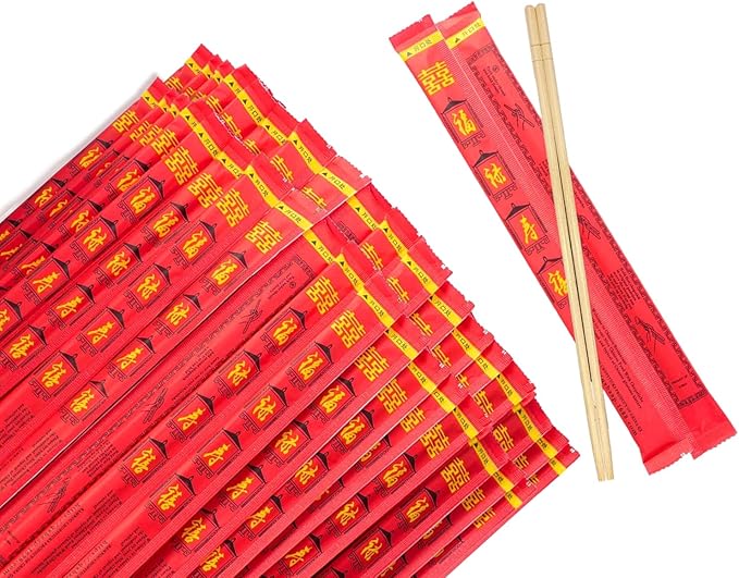 52USA Disposable Bamboo Chopsticks (200 Sets), 9" Individually Wrapped Wooden Chopsticks Bulk, Eco-Friendly, Smooth & Splinter-Free, Perfect for Sushi, Noodles, Asian Cuisine, Takeout & Parties