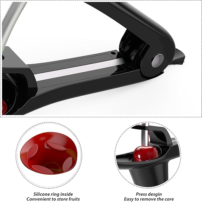 Cherry Pitter - UCMORX Stainless Steel Cherries Pitter Tool Cherries Corer Cherry Remover for Making Cherry Jam with Lock Design(Black)