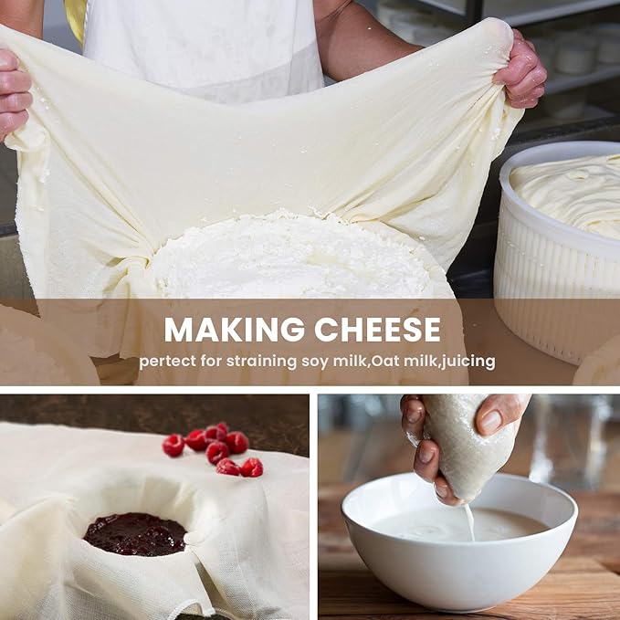 Precut Cheesecloth, 30 x 30'' 4 Pack, Grade 100, Ultra Fine Cheese Cloth for Straining & Cooking, 100% Unbleached Cotton Muslin Cloth for Making Cheese