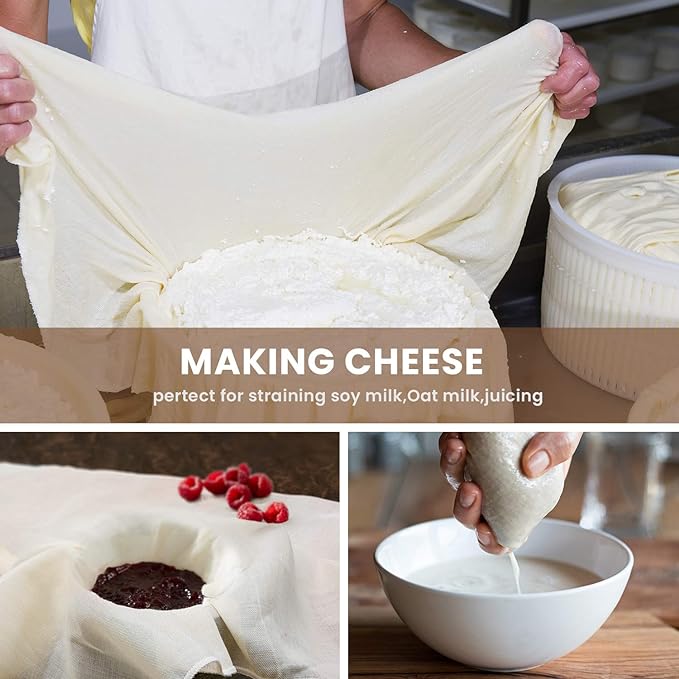 Precut Cheesecloth, 15 x 15'' 10 Pack, Grade 100, Ultra Fine Cheese Cloth for Straining & Cooking, 100% Unbleached Cotton Muslin Cloth for Making Cheese