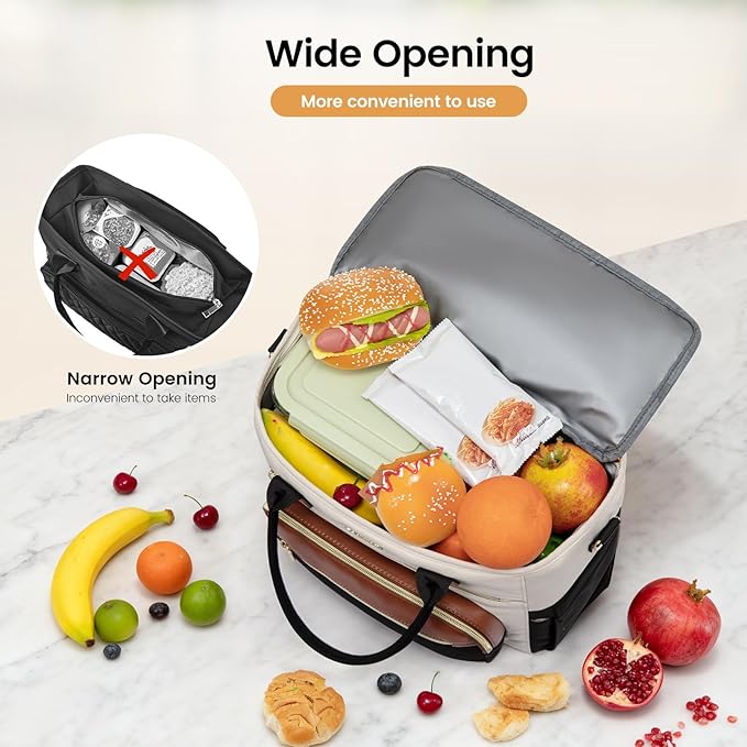 LOVEVOOK Insulated Lunch Bag Women,Wide Opening Adult Lunch Box Women with Cup Holder,Large Leakproof Cooler Bag for Work Picnic Beach Family College Mom Teacher,Lunch Box/Bag for Kids Girl Boy School