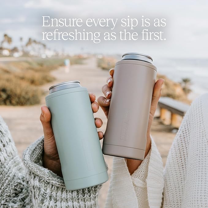 BrüMate Hopsulator Slim Can Cooler Insulated for 12oz Slim Cans | Skinny Can Insulated Stainless Steel Drink Holder for Hard Seltzer, Beer, Soda, and Energy Drinks (Glitter Mermaid)
