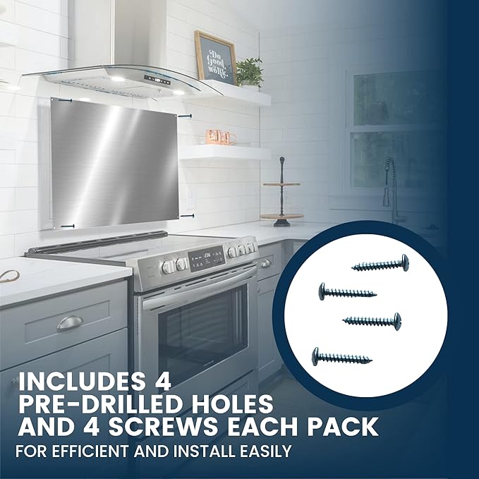 (2 Pack)24" x 30" Reversible Metal Backsplash Matching screws | Compatible with Broan-NuTone SP3004 - Ultra Flat and Flushed Metal Panel Splatter Guard for Stovetop Easy Installation