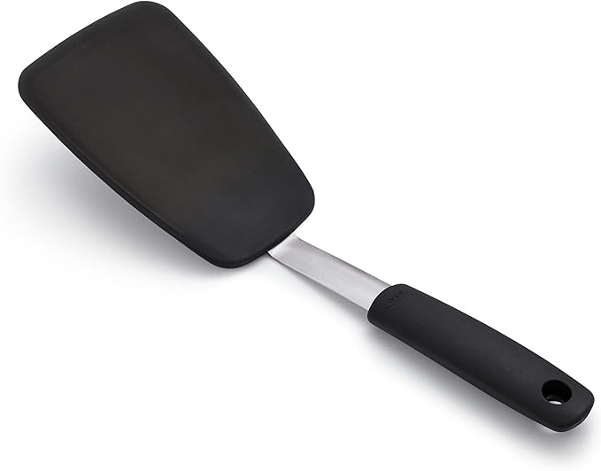 OXO Good Grips Large Silicone Flexible Turner & 65191 Good Grips Nylon Flexible Turner, Black