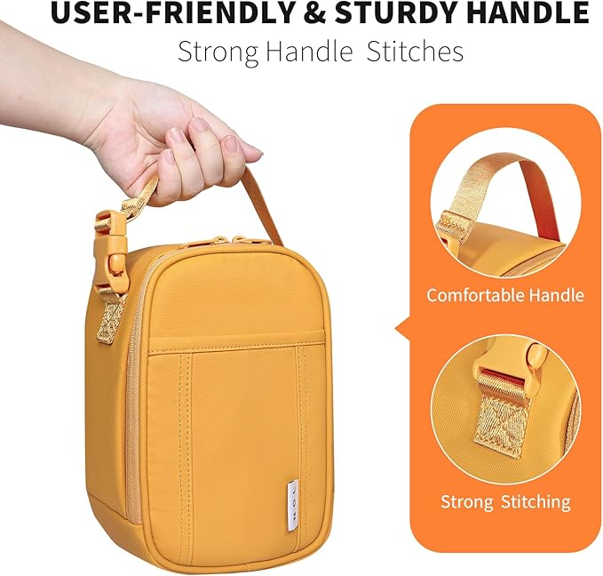 NOL Natural Organic Lifestyle Insulated Lunch Bag for Adult - Snack Bag Lunch Cooler Bag Soft Lunch Tote Bag for Work, Earth-yellow