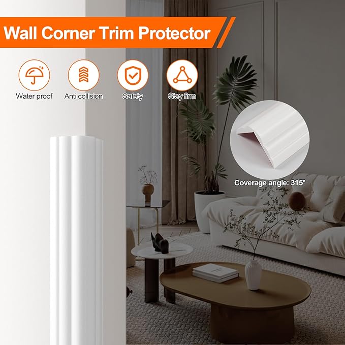 Wall Corner Protector & Edge Guard，Peel and Stick Wall Trim Moulding Inside & Outside Corner Molding Trim Caulk Strip, Self Adhesive Trim for Wall Edge,Ceiling,Countertop, 2.36” W x40’ L, White