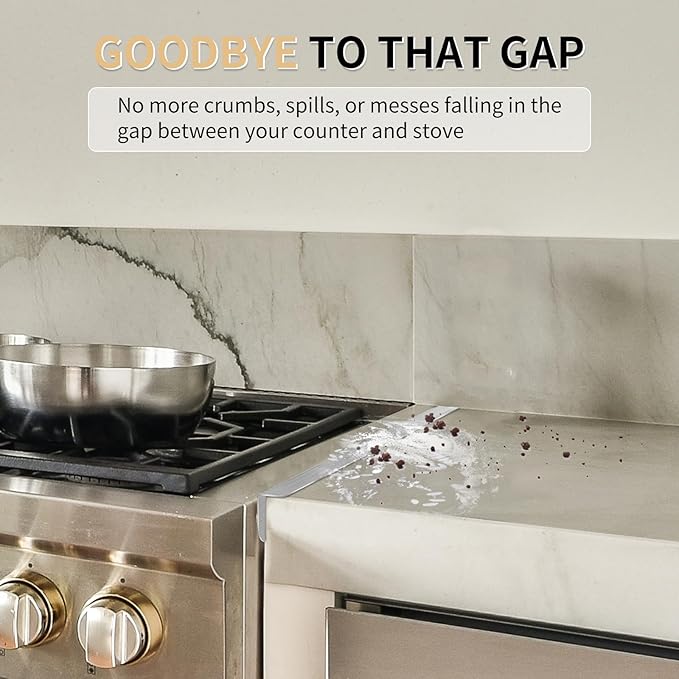 Stove Gap Covers 316 Thick Stainless Steel,2 Pack 23.2" Fixed Stove Gap Filler,Heat Resistant Stove Gap Guards,Between Stove and Counter Slide In Range Trim Kit for Kitchen,Upgrade Silver