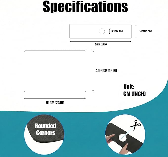 Customizable 24"L x 5.5"W Kitchen Sink Faucet Mat & 24"Lx16"W Dish Drying Mat Set - Absorbent Microfiber Splash Guard Trimmable to Fit 2 & 3 Holes Faucet & Soap Dispenser - Cuttable Counter Protector
