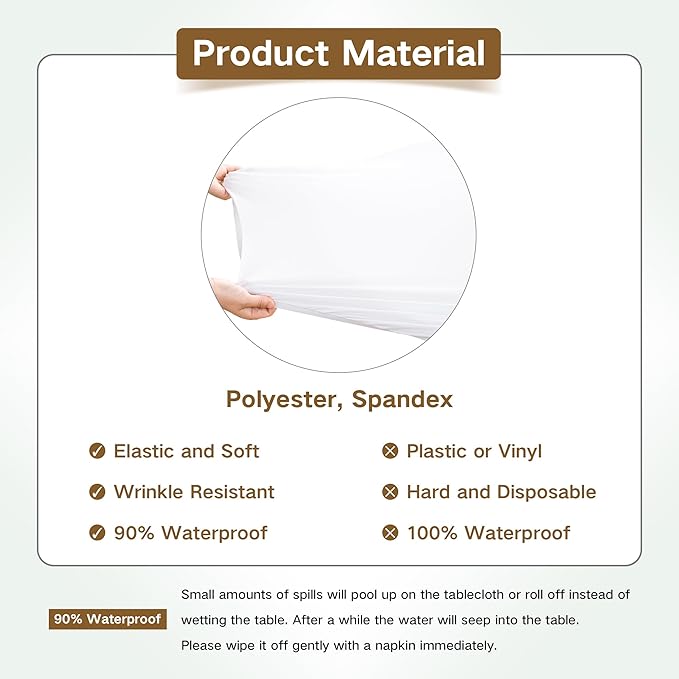 Square Fitted Table Cover Elastic Tablecloth 3ft Stretch Spandex Table Top Cover for Dining Indoor Outdoor Party White 36X36 Inch