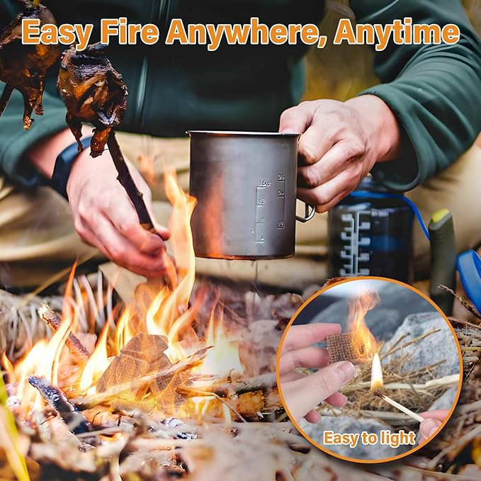 HGD Fire Starter, 128 Mini Square, Natural Fire Starters for BBQ, Campfire, Fireplace, Charcoal, Wood Stove, Chimney, Fire Pit, Grill, Smoker, Indoor Outdoor Use