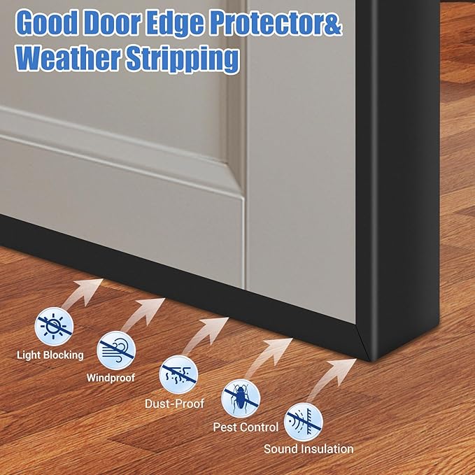 Rubber Edge Trim, 1-1/2 inches Self-Adhesive U Channel Edge Protector for Woods, Flexible U Shaped Peel and Stick Edge Banding, Edge Guard, Fit 1.5"(38mm), 20Ft, Black