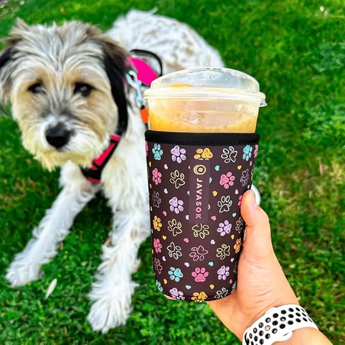 Sok It JavaSok Iced Coffee & Cold Soda Insulated Neoprene Cup Sleeve (Furry Footprints, XXLarge: 44-48oz)