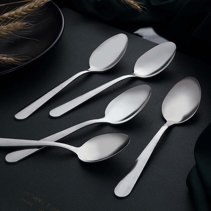 Unokit 24-Piece Tea Spoons Set Silverware - 6.7 inch Stainless Steel Spoon, Dessert, Table, Silverware Spoons Only for Home, Kitchen or Restaurant - Mirror Polished, Dishwasher Safe