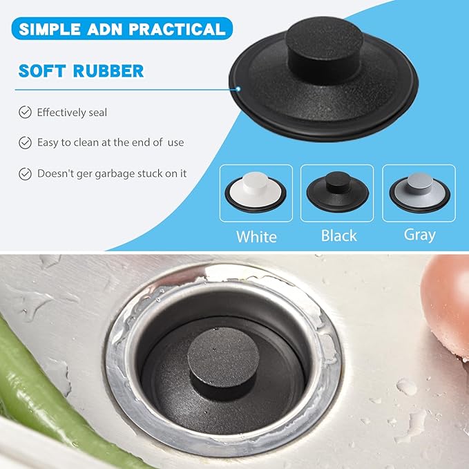 RQYEKDO Kitchen Sink Stopper, 3-1/2" Universal Sink Cover for Garbage Disposal Stopper and Kitchen Drain Plug,Replacement for InSinkErator, Moen,Waste King, Whirlpool,Kohler（2PC
