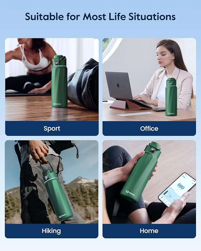 BOOST Smart Water Bottle with Reminder & Tracker, Double Wall Vacuum Insulated Bottles Stainless Steel, 32oz BPA-Free Wide Mouth for School, Gym, Office, Ideal for Father's Day
