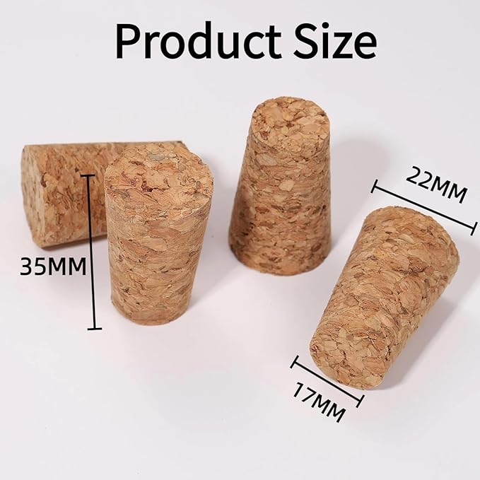 200 Pcs Natural Soft Wood Corks, Tapered Cork Wooden Beer Bottle Stopper for Wine Making Craft, Leakproof,DIY Crafts (200pcs)
