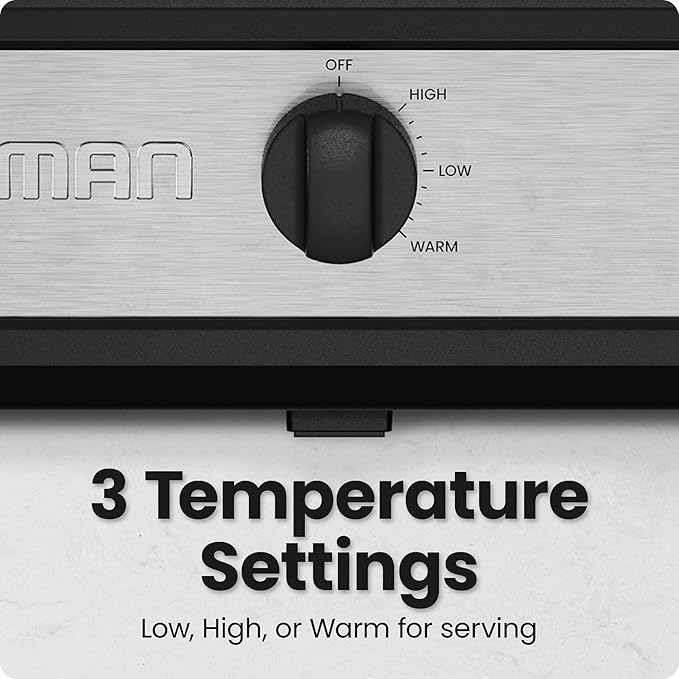 Chefman Triple Slow Cooker & Food Warmer, Three Crock Slowcooker with 2.5 Qt. Ceramic Crocks, 7.5-Quart Total Capacity, PFAS-Free, Three Temperature Settings, Dishwasher-Safe Parts – Stainless Steel