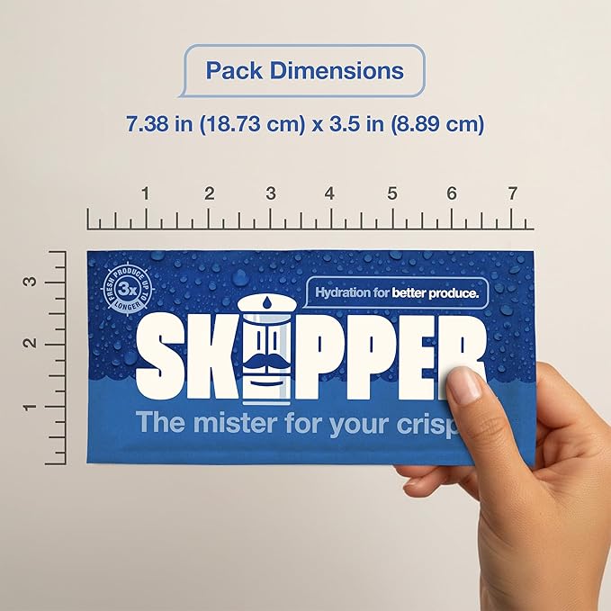 Skipper Fridge Hydration Pack | Keeps Vegetables, Produce & Herbs Fresh 3X Longer | Releases Purified Water Vapor | Compact Easy-to-Use Crisper Drawer Pack | All-Natural Ingredients | Made in the USA