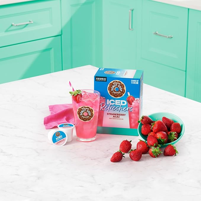 The Original Donut Shop Iced Refreshers, Strawberry Açaí Flavor, Keurig Single Serve K-Cup Pods, 60 Count (6 Packs of 10)
