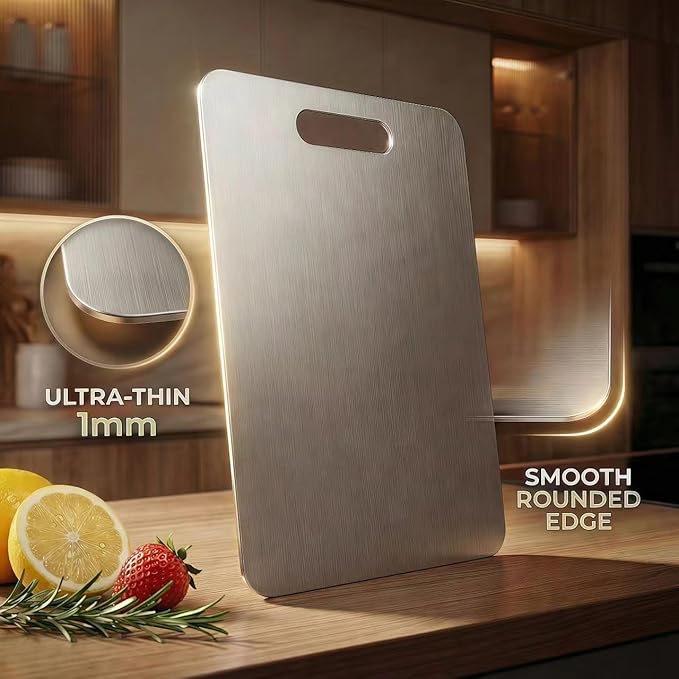 Stainless Steel Cutting Boards for Kitchen, 3 PCS Non Toxic Metal Chopping Board Set, Dishwasher Safe & Warp Proof (15.3"x11", 13.4"x9", 11.8"x7.9" Inch)