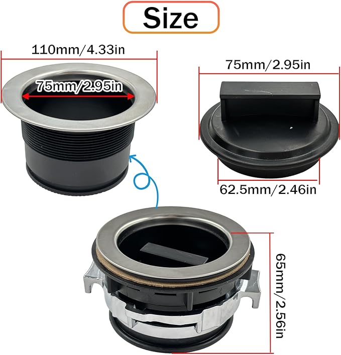 8Pcs/Set Garbage Disposal Sink Flange Kit with Stopper and Splash Guard for Waste King,4.3" Sink Flange and Drain Lock Nut for Whirlaway,Waste King Garbage Disposal Drain Assembly Kit(110mm)