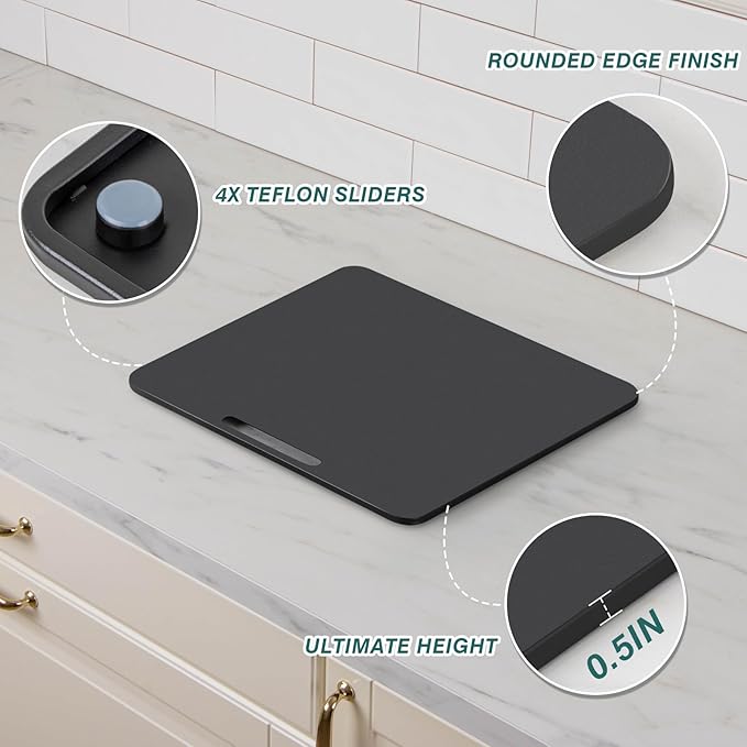 ANBOXIT Metal Appliance Slider, Sliding Tray for Coffee Maker,360° Effortless Movement,Small Appliance Rolling Tray for Counter, Coffee Pot Slider, Wide - Small (10"D x 12"W)