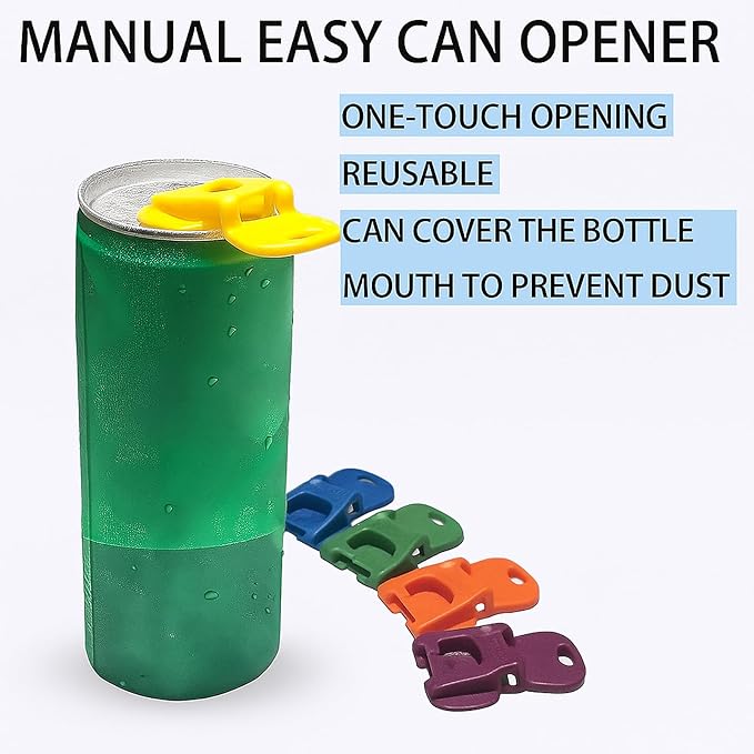 12PCS Colorful Can Tab Openers & Leak-Proof Drink Covers – One-Hand Soda Can Opener and Reusable Protector Caps for Coke, Beer, Soda, and Aluminum Cans