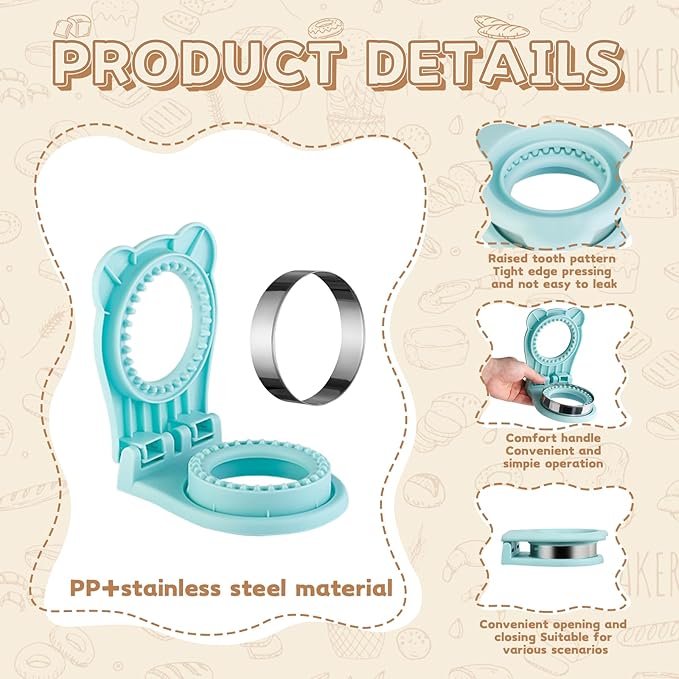 Sandwich Cutter, Maker for Kids Lunch - 3.7 Inch Circle Shape Sandwich Cutter and Sealer, Breakfast And Lunchboxes (Light Blue)