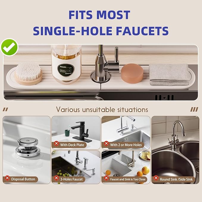 PEKER Faucet Mat for Kitchen Sink 19.7" – Diatomite Fast Drying Stone Sink Tray, Super Absorbent Faucet Splash Guard for Bathroom Counter, Sink Drip Catcher & Organizer