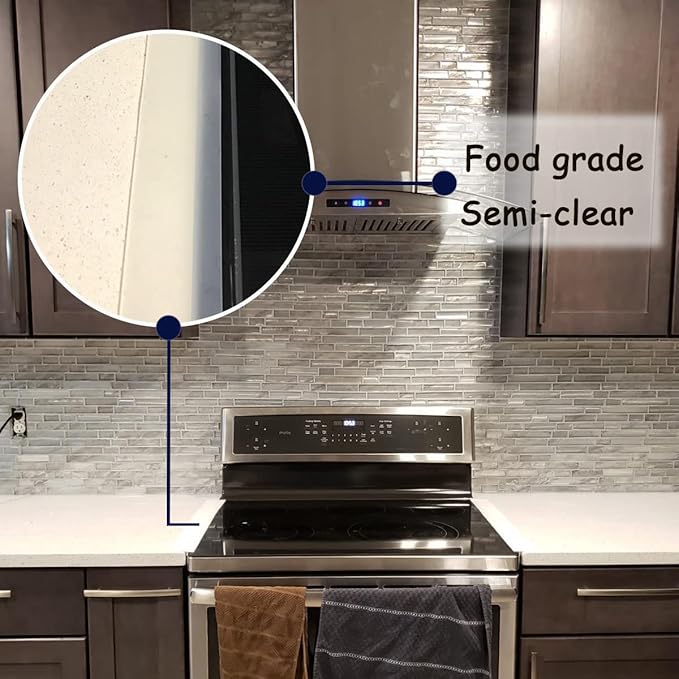 Silicone Gap Covers, (2 PCS) Silicone Stove Gap filler Stopper Kitchen Stove Gap Covers - Flexible Stove Counter Gap Cover, Food Grade (21 Inches, Semi Clear)